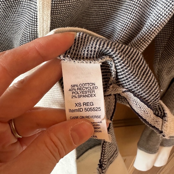 LL Bean womens waffle hoodie pullover stripe - Picture 4 of 8